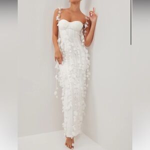 Heiress Beverly Hills White Corset Petal Linen Maxi Dress  White - New With Tags